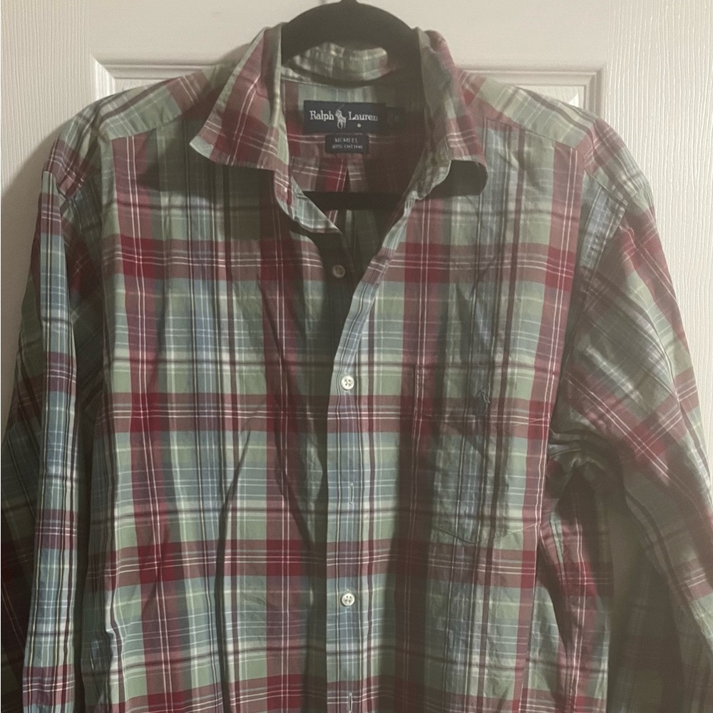 Preowned RALPH LAUREN BUTTON DOWN MENS SHIRT SIZE M